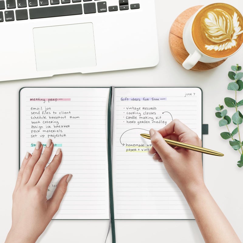 ⩓ Per Se Lined Journal Notebook، 160 صفحة، A5 5.7 × 8 بوصة مجلات ورقية سميكة مسطرة بالكلية للكتابة، دفاتر ملاحظات ذات غلاف فني للنساء والرجال والمدرسة (عبوة واحدة، أخضر) - Image 5